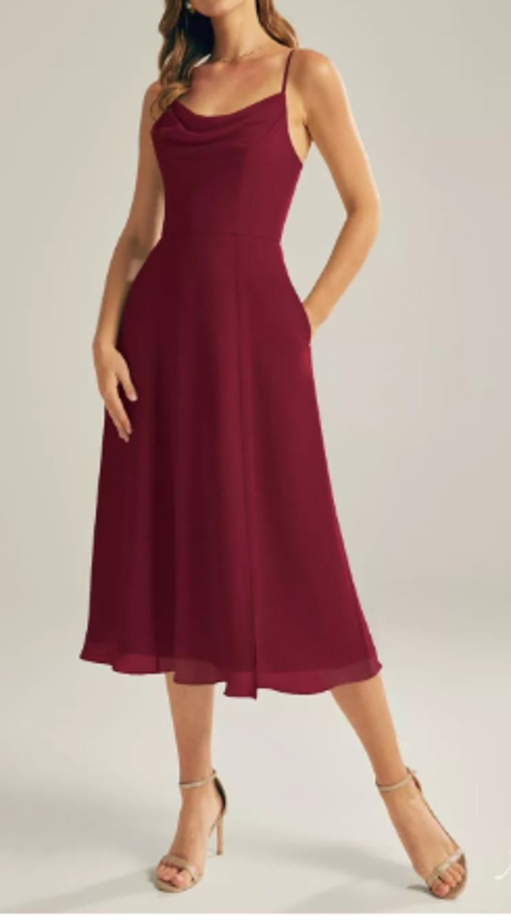 AW BRIDAL 2 XS jester red Maribel cocktail bridesmaid party midi dress NEW B43